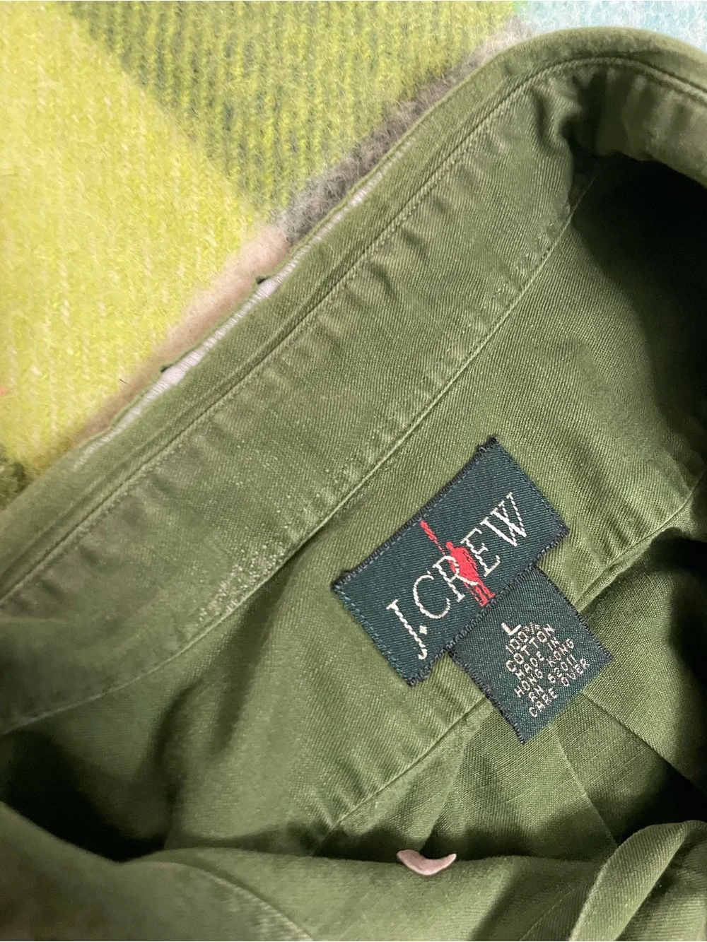 Vintage J.crew Oarsman military green over shirt distressed